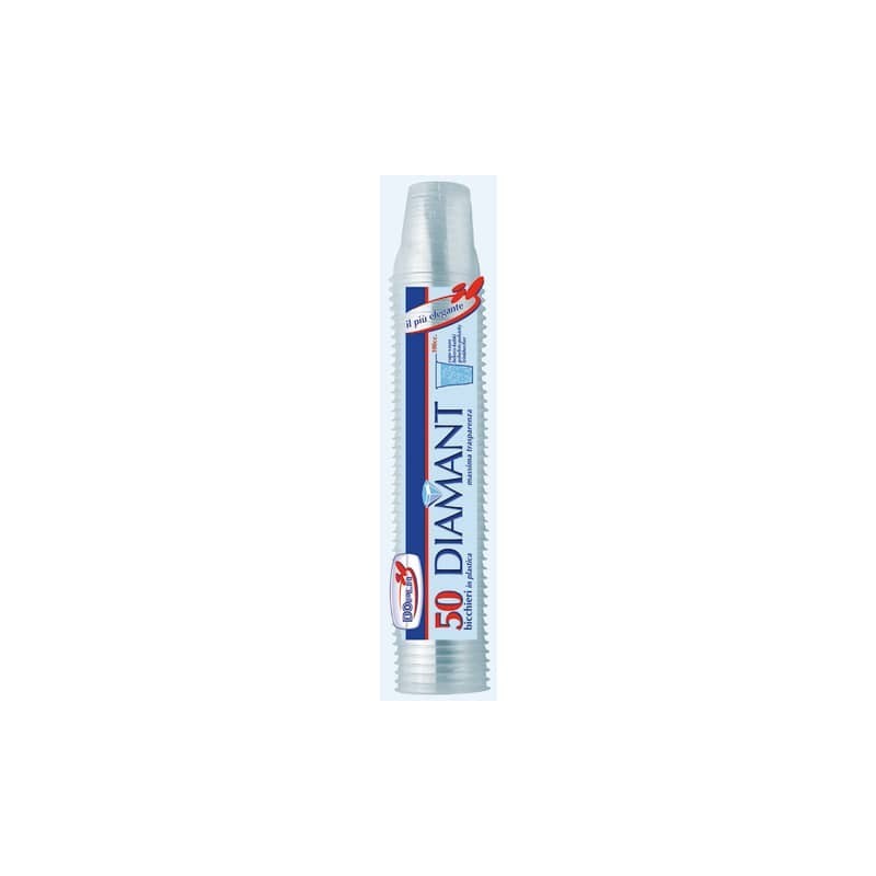 Bicchieri Dopla Diamant in polistirene trasparente -  100 ml - conf. 50 pezzi - 02930 (Conf.2)