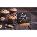 Mini lavagne segnaposto Securit®- forma rettangolare con base legno - 7,5x9x2 cm - nero - conf. 4 pezzi - FBT-RECT-4