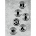Targhette adesive Securit® in acciaio inox - icone assortite - conf. 6 pezzi - SI-SS-SET