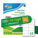 Etichette bianche adesive permanenti Tico laser/inkjet 12 et./foglio conf. 100+10 ff OMAGGIO 105x48 mm