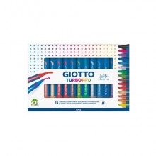 Pennarelli Giotto TurboPro doppia punta scalpello-pennello - conf. da 15 colori assortiti - F427800