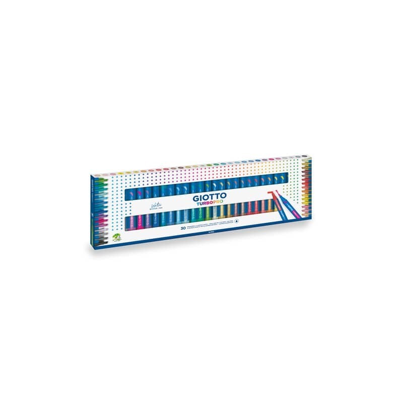 Pennarelli Giotto TurboPro doppia punta scalpello-pennello - conf. da 30 colori assortiti - F427900