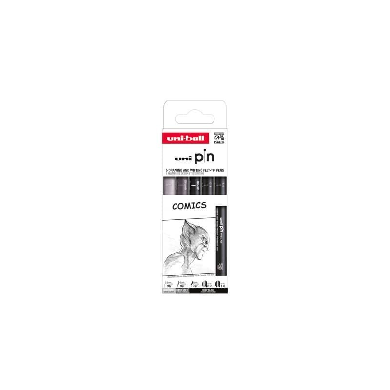 Fineliner Pin Comics Uni Mitsubishi - conf. 12 pz - punte assortite M PIN ASP019