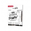 Fineliner Pin Lettering starter kit Uni Mitsubishi - conf. 9 pz - elementi assortiti - M PIN 8P 2