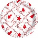 Piatti piani carta fibra vergine Dopla Red Xmas Ø 230 mm - conf. 10 pz - 11816