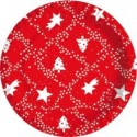 Piatti piani carta fibra vergine Dopla Red Xmas Ø 180 mm - conf. 10 pz - 11817