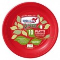 Piatti frutta Dopla Green biodegradabili e compostabili - Ø 170 mm rosso - conf. 10 pz - 45022