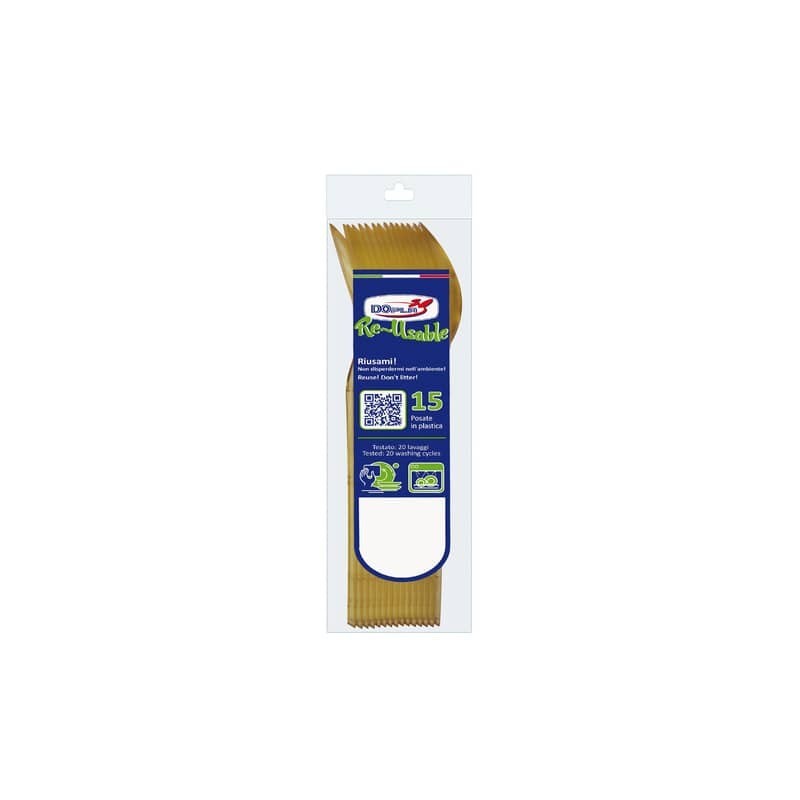 Cucchiai Dopla Reusable Compact in PS oro 180 mm - conf. 15 pz - 03983