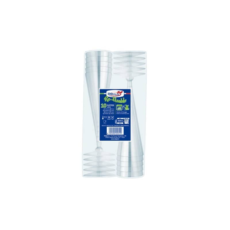 Bicchieri flutes in PS Diamant trasparente Dopla Reusable 120 ml - conf. 10 pz - 22681