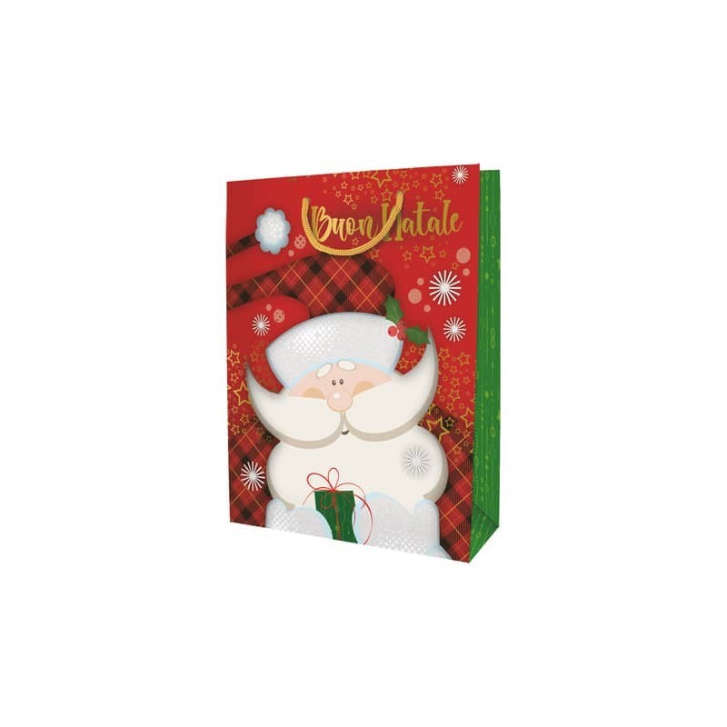 Shopper Natalizia Biembi Premium "Babbo Natale" - conf. 6 pezzi - 33x46x13,5 cm - BXS202P10D