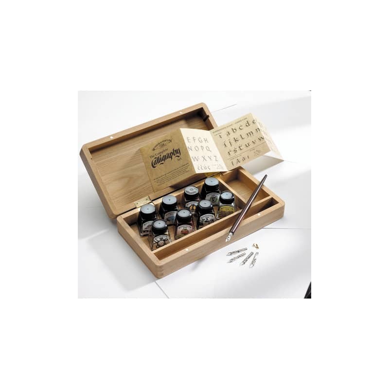 Cassetta in legno Calligrafia Winsor&Newton - 15 pezzi - soggetti assortiti - 1190193