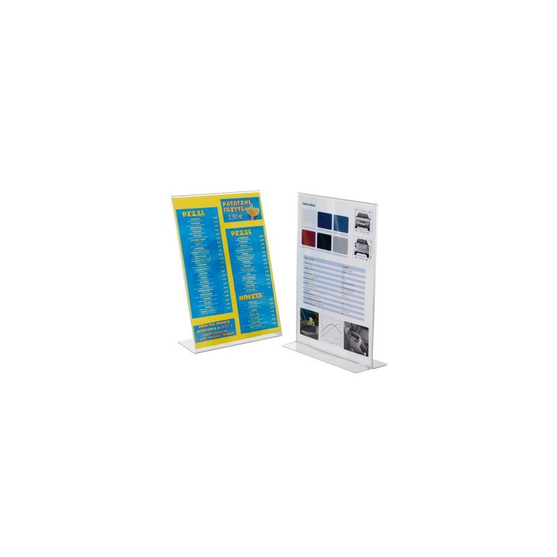 Porta avvisi in PS verticale con base a ‘’L’’ trasparente Tecnostyl A6 PB006/P
