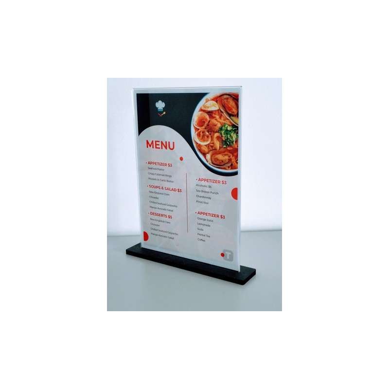 Porta avvisi bifacciale formato A4 con base in legno Tecnostyl verticale PB101/VLC