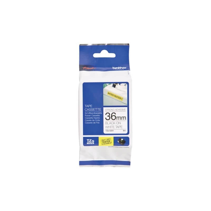 Nastro laminato Brother per etichettarice - 36 mm x 8 m - nero/bianco - TZe-261