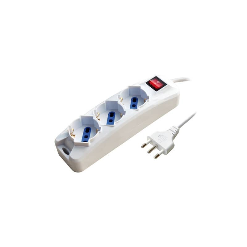 Multipresa a 3 posti schuko/bipasso 16A bianca MKC con interruttore 492518408