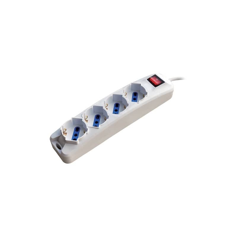 Multipresa a 4 prese schuko/bipasso 10/16A MKC - bianca con interruttore spina 2P+T 16A -  492518350