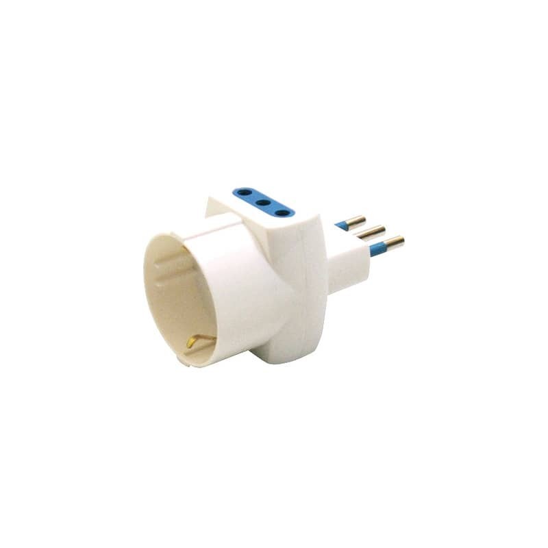 Adattatore di rete triplo e presa Schuko bianco MKC con 2 prese 10A 492518070