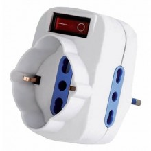 Adattatore rotante spina 16A 2 Prese 2P+T 10/16A bipasso+1 Presa bipasso/schuko MKC con interruttore