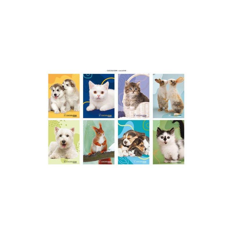 Maxi quaderno Blasetti One Color Cucciolissimi A4 80 g/m² - conf. 10 pz - 10 mm con margine - 8273