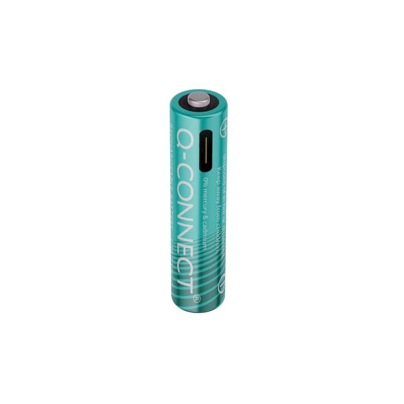 Batterie ricaricabili Q-Connect AAA con cavo USB-C - 750 mAh - 1,5V conf. 4 pz in blister - KF14130