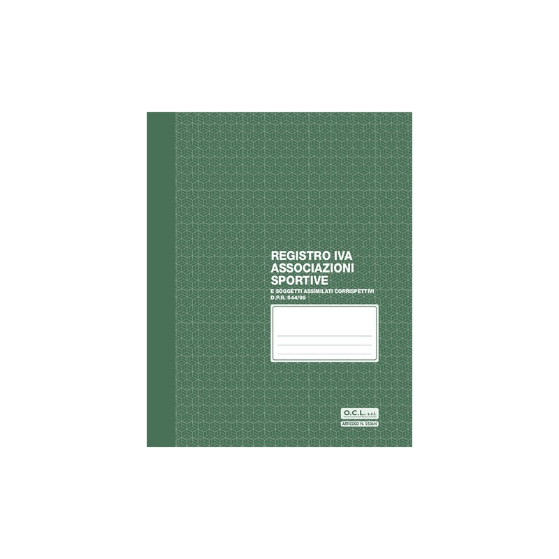 Registro IVA associazioni sportive O.C.L. - conf. da 5 registri - 23,5x29,7 cm - 0536N