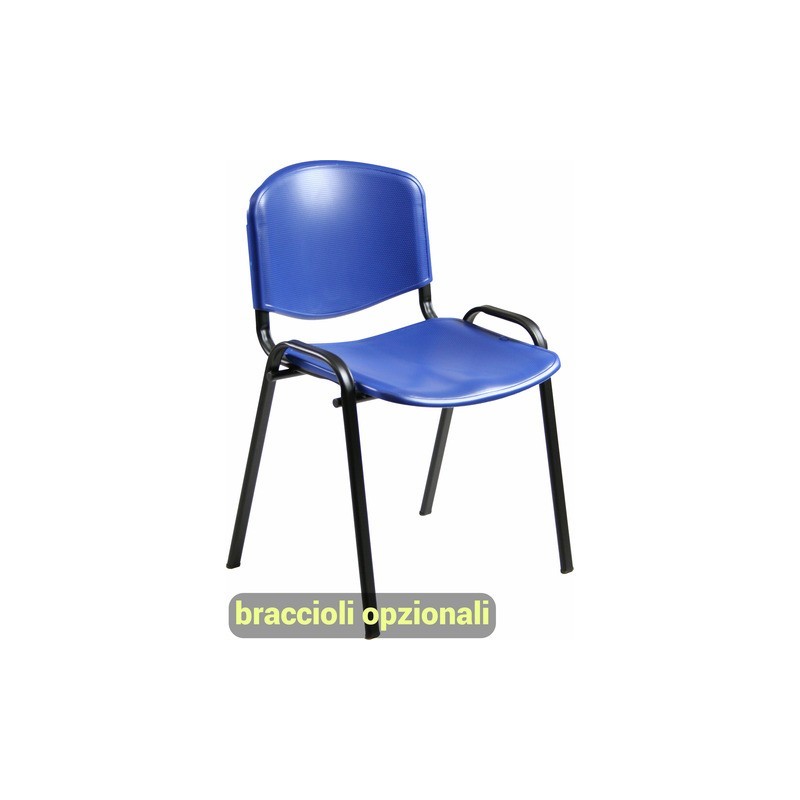 Sedia visitatore a 4 gambe Unisit Dado D5PS - struttura nera - PPL blu conf. 2 pz - D5PS/2/BL