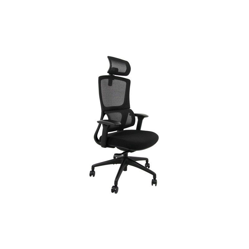 Poltrona Unisit CH3255 semi-direzionale ergonomica con braccioli con poggiatesta e poggiareni in rete nero - CH3255