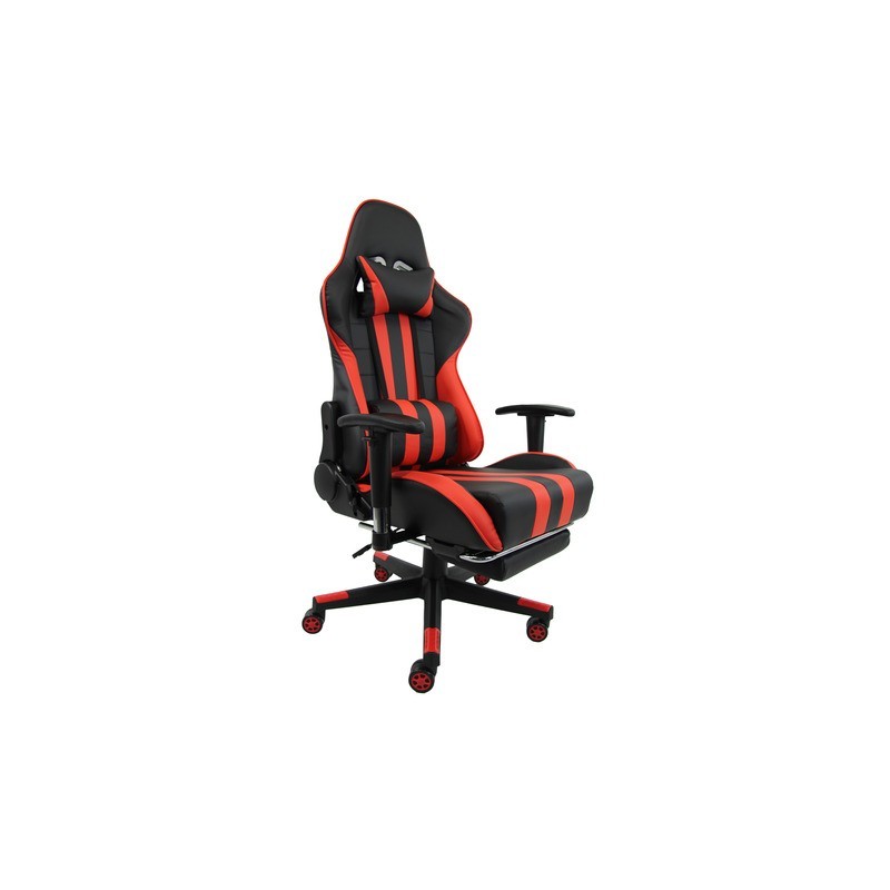 Poltrona gaming Unisit CH braccioli reg. e poggiapiede nero rivestimento in sky nero/rosso - CHMIL