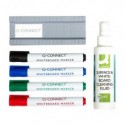 Starter Kit per lavagna bianca Q-Connect 4 pennarelli ass./cancellino pelabile/ liquido pulizia 250 ml in blister
