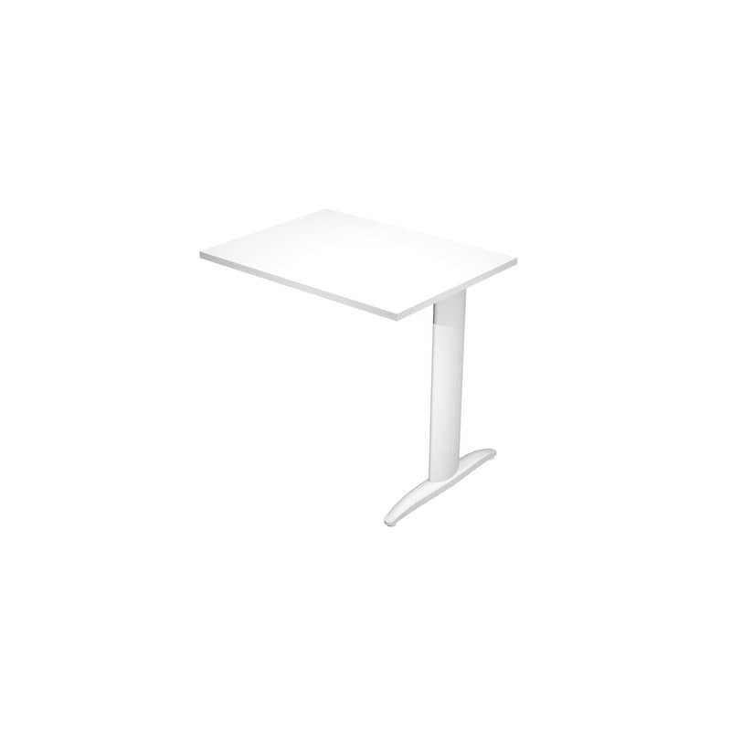 Allungo diretto con fianco metal a T 80x60xH.72 cm bianco Presto gamba grigio alluminio 9006 - ALL-PRM-3-AA