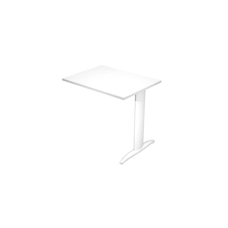 Allungo diretto con fianco metal a T 80x60xH.72 cm bianco Presto gamba bianco opaco 9010 - ALL-PRM-3-AN
