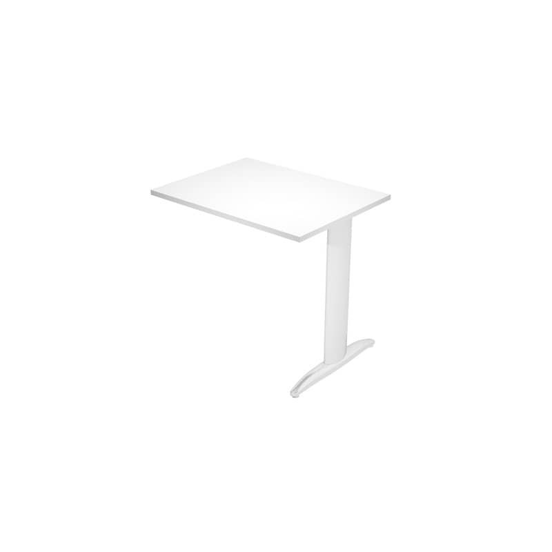 Allungo diretto con fianco metal a T 80x60xH.72 cm bianco Presto gamba verniciata effetto cromato -