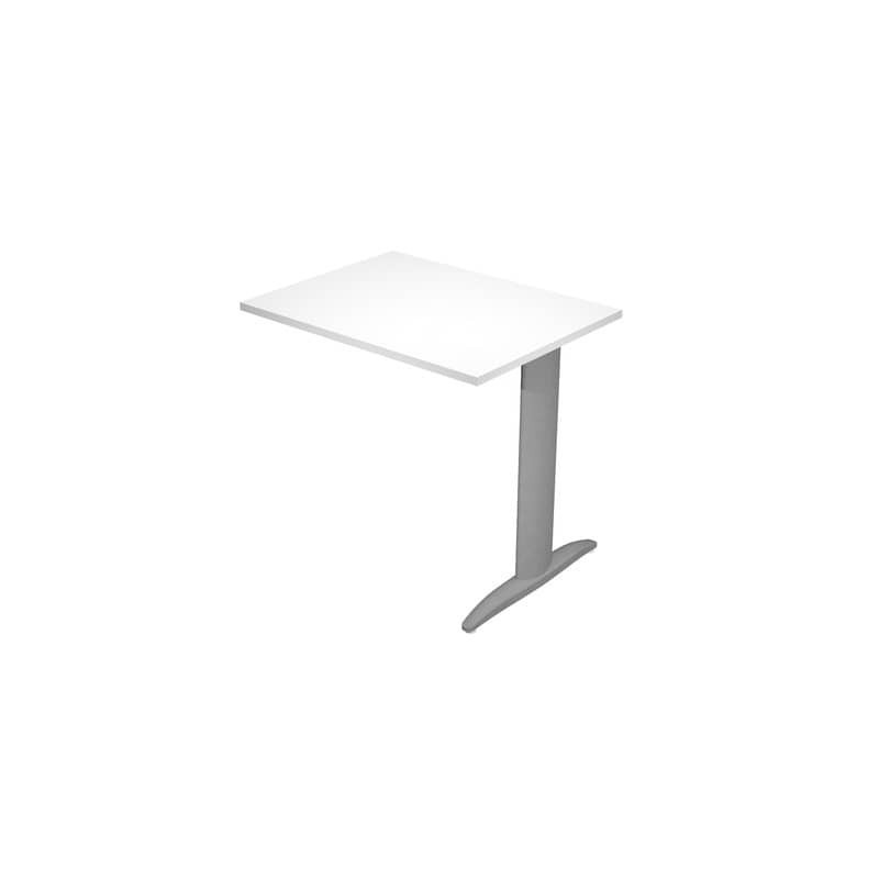Allungo diretto con fianco metal a T 80x60xH.72 cm bianco Presto gamba antracite opaco 7016 - ALL-PRM-3-AF
