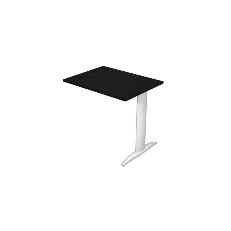 Allungo diretto con fianco metal a T 80x60xH.72 cm nero venato frassino Presto gamba grigio alluminio 9006 -