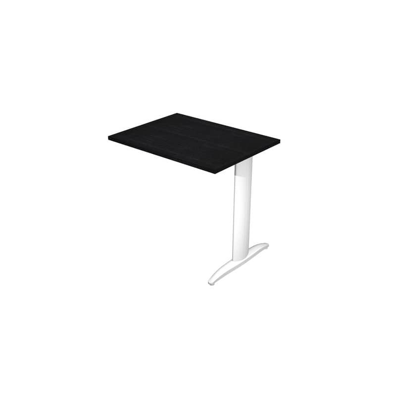 Allungo diretto con fianco metal a T 80x60xH.72 cm nero venato frassino Presto gamba bianco opaco 9010 -
