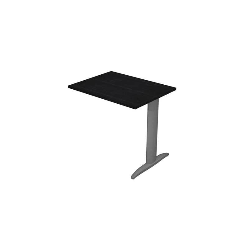 Allungo diretto con fianco metal a T 80x60xH.72 cm nero venato frassino Presto gamba antracite opaco 7016 -