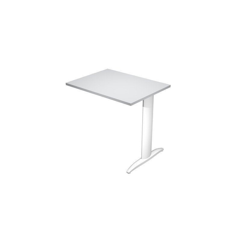 Allungo diretto con fianco metal a T 80x60xH.72 cm grigio Presto gamba bianco opaco 9010 - ALL-PRM-9-AN