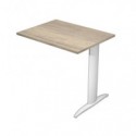 Allungo diretto con fianco metal a T 80x60xH.72 cm rovere canadese Presto gamba grigio alluminio 9006 -