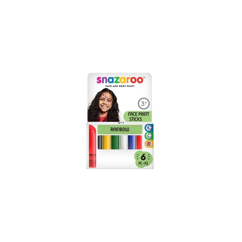 Stick trucchi per il viso Snazaroo arcobaleno - conf. 6 pz colori assortiti 1160635