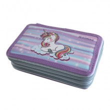 Astuccio a 3 zip Donau fantasia unicorno - conf. da 3 pezzi - 322245019