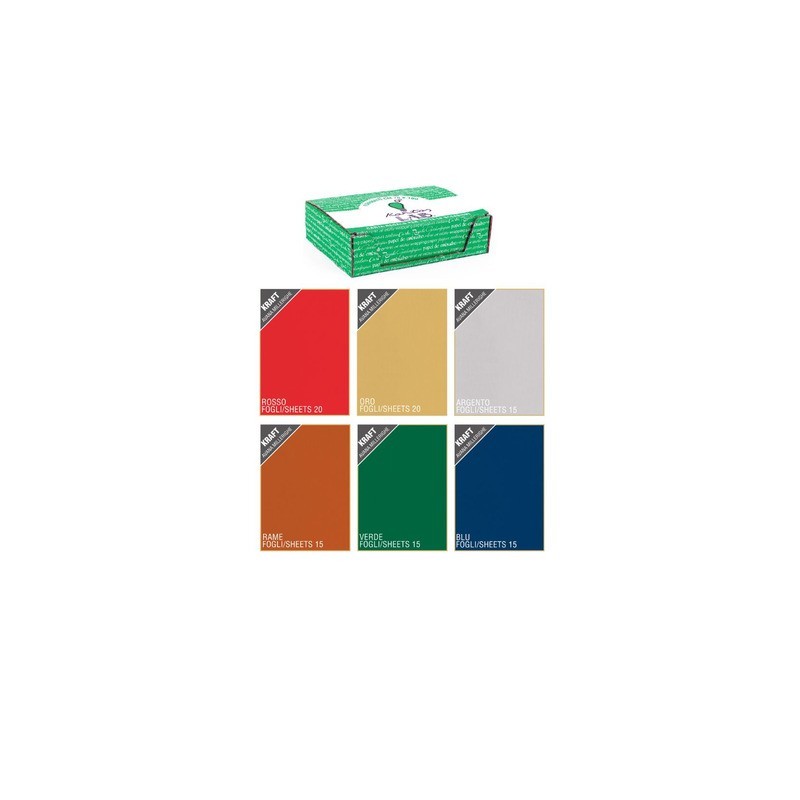 Carta regalo Kartos Kraft Classic 70x100 cm - conf. da 100 fogli in colori assortiti - 18122
