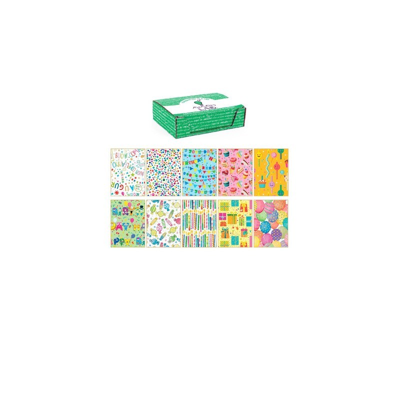 Carta regalo Kartos linea Party 70x100 cm - conf. da 100 fogli in soggetti assortiti - 18340