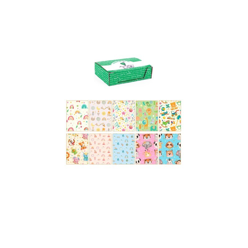 Carta regalo Kartos linea Baby 70x100 cm - conf. da 100 fogli in soggetti assortiti - 18345