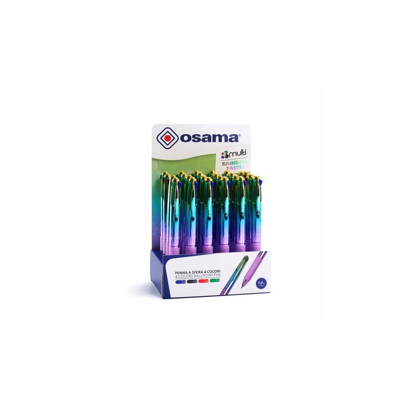 Espositore 24 penne a sfera Osama 4Multi Rainbow Pastel 4 colori OW 84045160