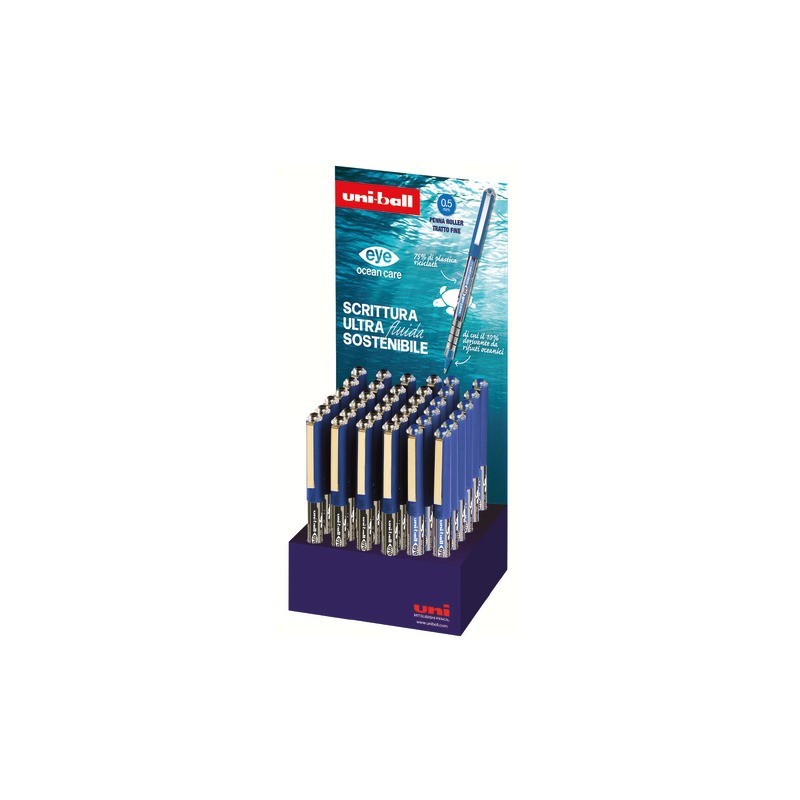 Espositore 36 penne roller Uni-Ball EYE OCEAN CARE 0,5 mm colori assortiti M UB150OC 36P