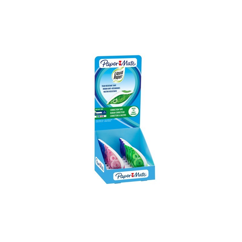 Espositore 24 correttori a nastro Paper Mate Dryline grip 5 mm x 8,5 m - 2223252