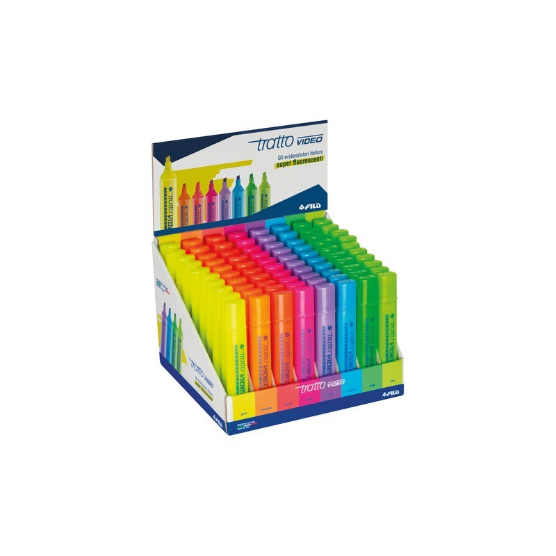 Espositore 80 evidenziatori Tratto Video Fluo 8 colori fluo assortiti F838100