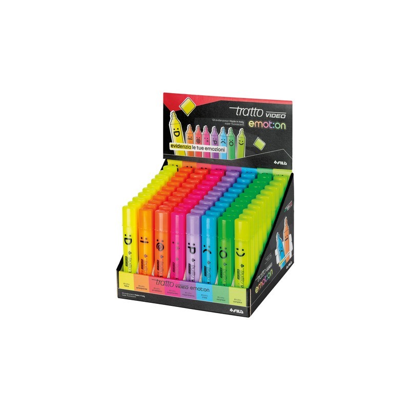 Espositore 80 evidenziatori Tratto Video Emotion 8 colori fluo assortiti F838600