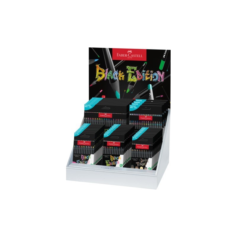 Espositore 44 astucci appendibili di matite colorate Faber-Castell Black Edition - 116496