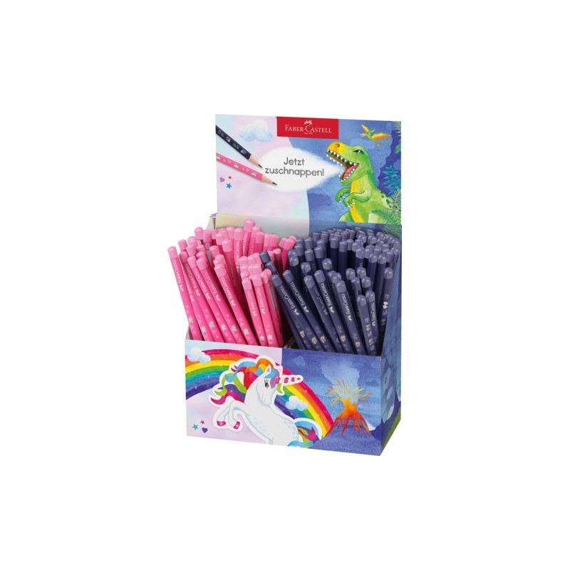 Espositore 144 matite in grafite Faber-Castell HB fusto triangolare unicorno e dinosauro - 111550